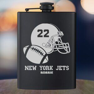 Personalized Sports Football Helmet NFL New York Jets Black Flask | NFL